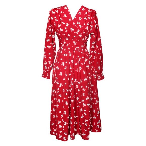 Burgundy Cherry Midi Dress - Picture 1 of 2